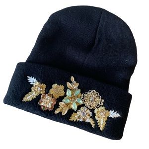 Natasha Embellished Black Hat